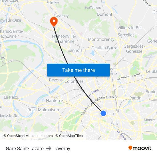 Gare Saint-Lazare to Taverny map