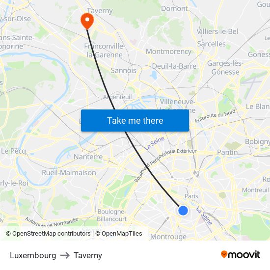 Luxembourg to Taverny map