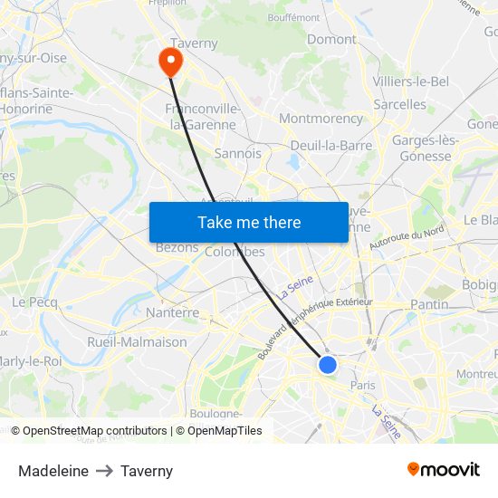 Madeleine to Taverny map