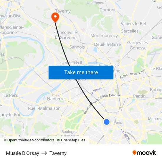 Musée D'Orsay to Taverny map