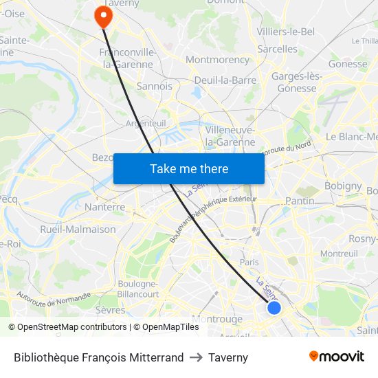 Bibliothèque François Mitterrand to Taverny map