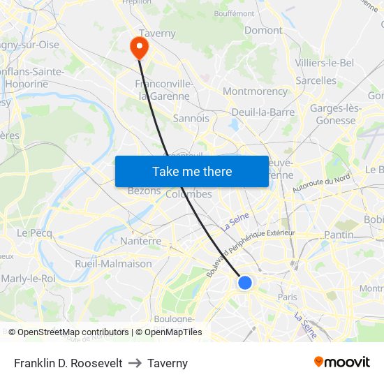 Franklin D. Roosevelt to Taverny map