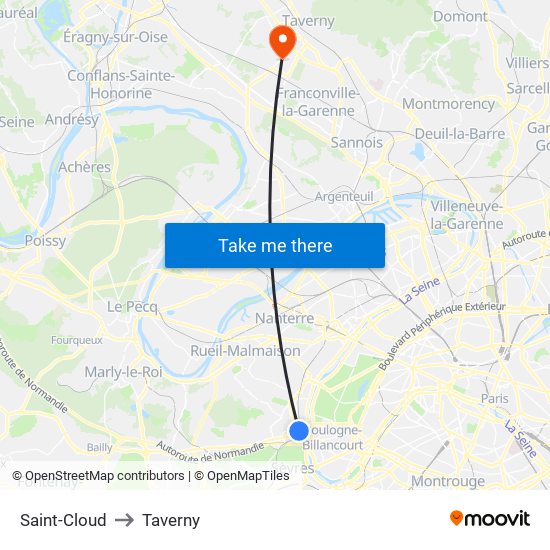 Saint-Cloud to Taverny map