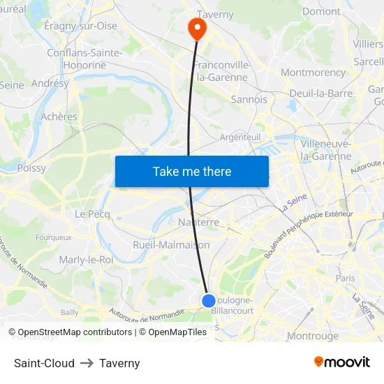 Saint-Cloud to Taverny map