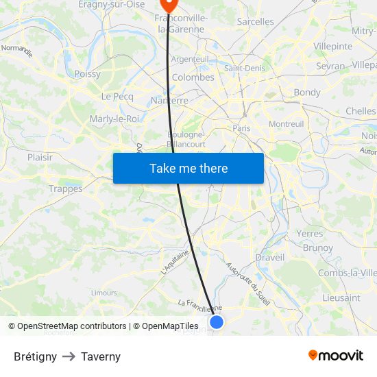 Brétigny to Taverny map