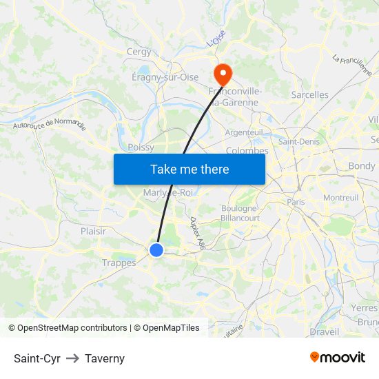 Saint-Cyr to Taverny map