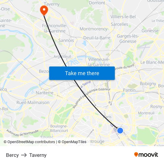 Bercy to Taverny map