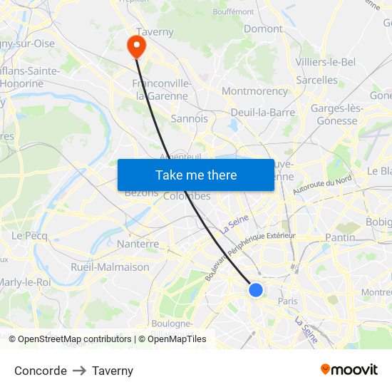 Concorde to Taverny map