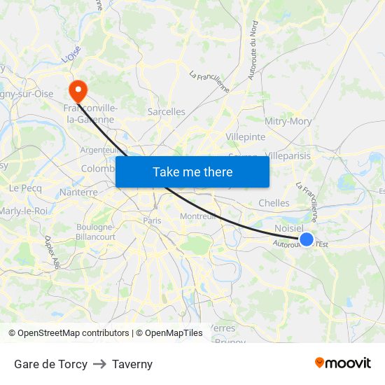 Gare de Torcy to Taverny map