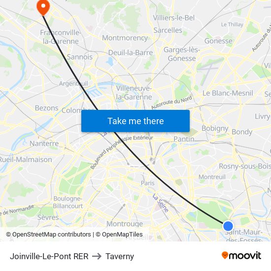 Joinville-Le-Pont RER to Taverny map