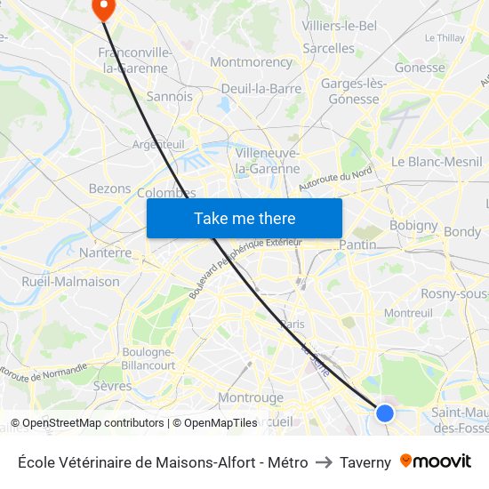 École Vétérinaire de Maisons-Alfort - Métro to Taverny map