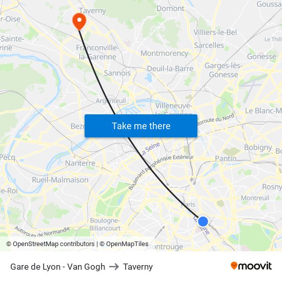 Gare de Lyon - Van Gogh to Taverny map