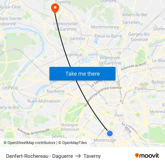 Denfert-Rochereau - Daguerre to Taverny map