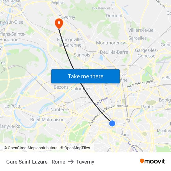 Gare Saint-Lazare - Rome to Taverny map