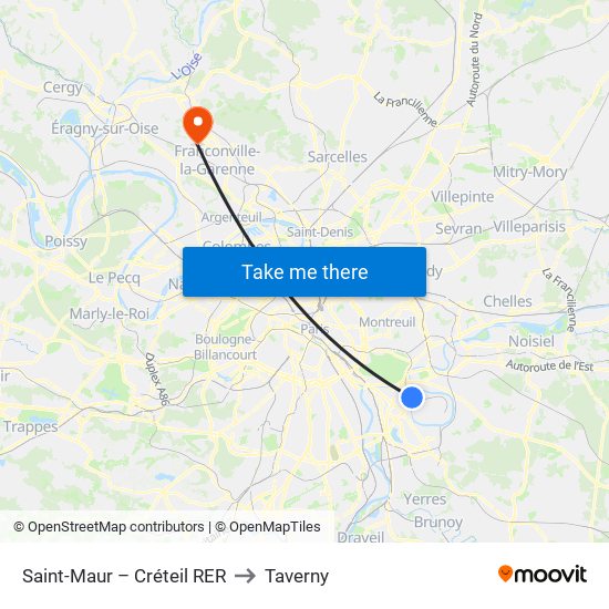 Saint-Maur – Créteil RER to Taverny map