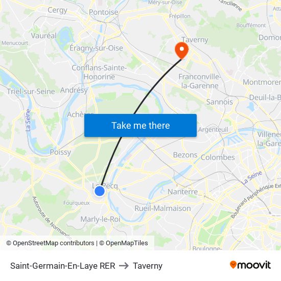 Saint-Germain-En-Laye RER to Taverny map