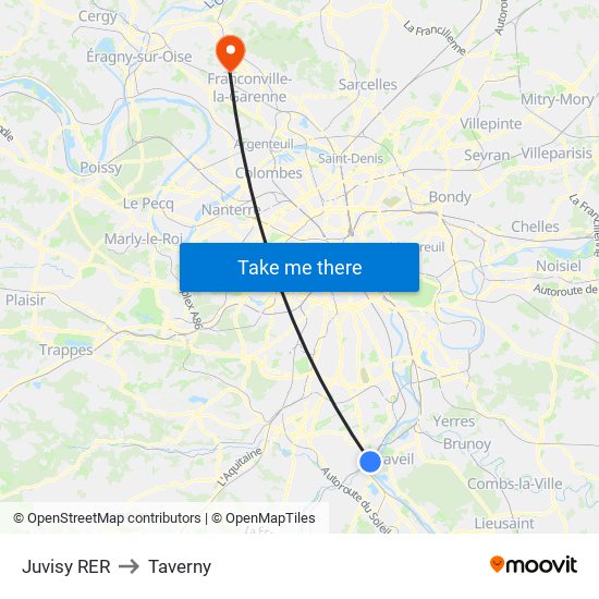 Juvisy RER to Taverny map