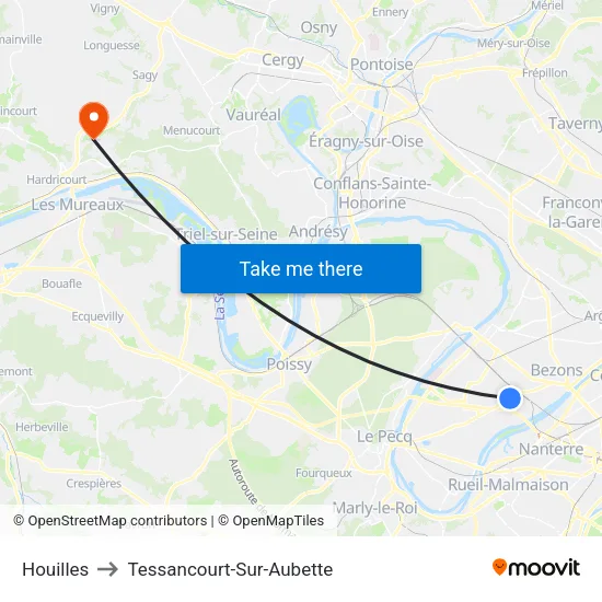 Houilles to Tessancourt-Sur-Aubette map