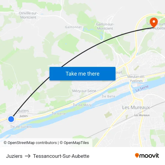 Juziers to Tessancourt-Sur-Aubette map