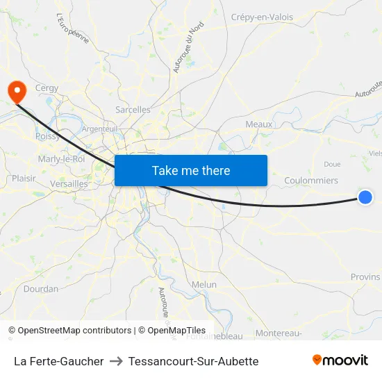 La Ferte-Gaucher to Tessancourt-Sur-Aubette map