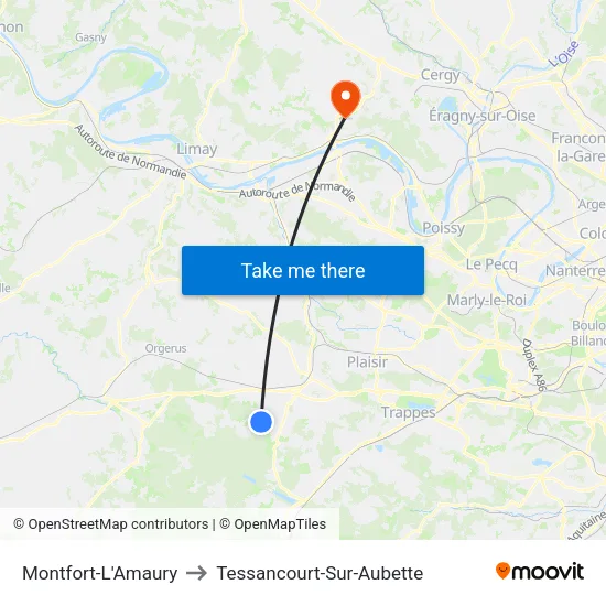 Montfort-L'Amaury to Tessancourt-Sur-Aubette map