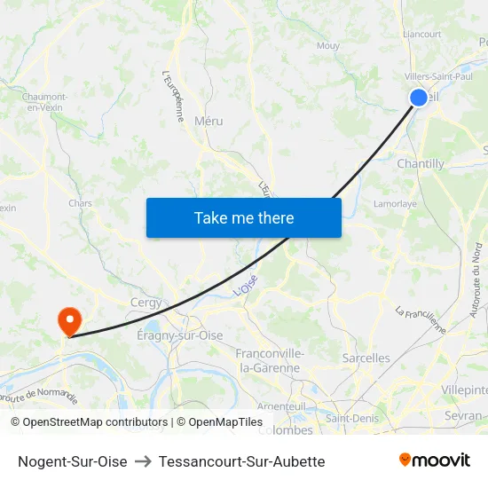Nogent-Sur-Oise to Tessancourt-Sur-Aubette map
