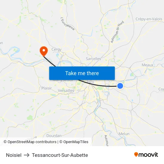 Noisiel to Tessancourt-Sur-Aubette map