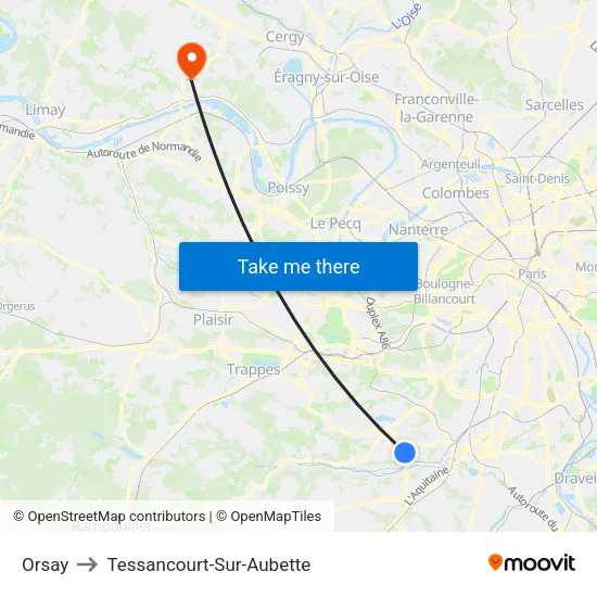 Orsay to Tessancourt-Sur-Aubette map
