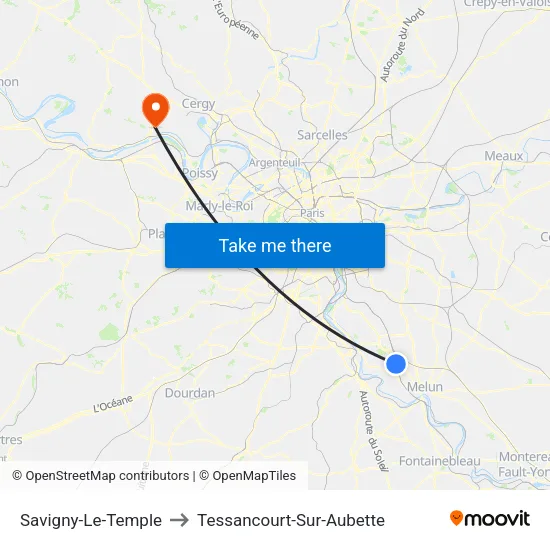 Savigny-Le-Temple to Tessancourt-Sur-Aubette map