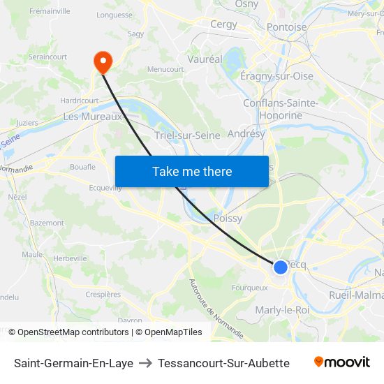 Saint-Germain-En-Laye to Tessancourt-Sur-Aubette map
