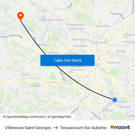 Villeneuve-Saint-Georges to Tessancourt-Sur-Aubette map