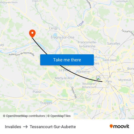 Invalides to Tessancourt-Sur-Aubette map