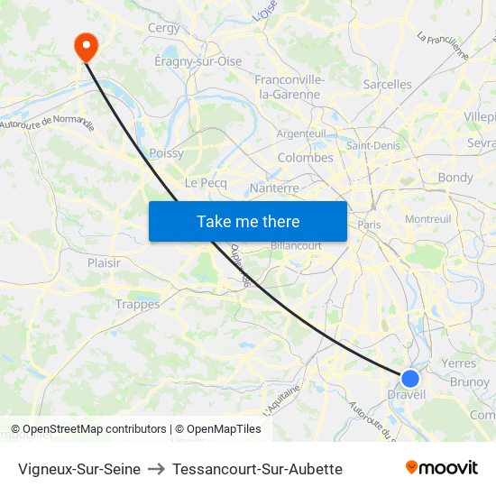 Vigneux-Sur-Seine to Tessancourt-Sur-Aubette map