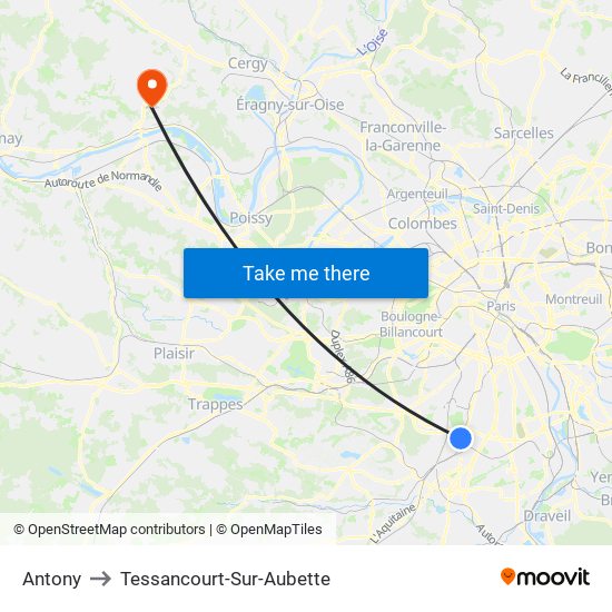 Antony to Tessancourt-Sur-Aubette map