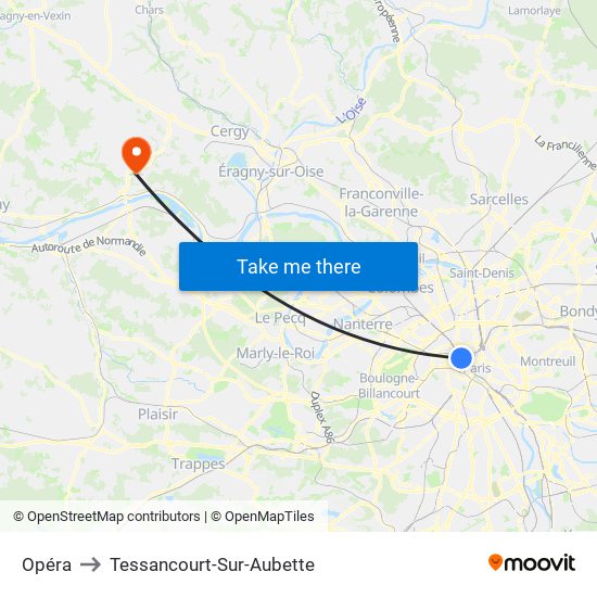 Opéra to Tessancourt-Sur-Aubette map