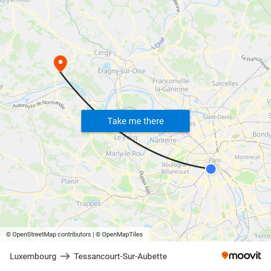 Luxembourg to Tessancourt-Sur-Aubette map