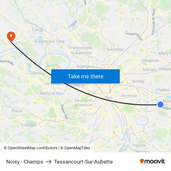 Noisy - Champs to Tessancourt-Sur-Aubette map