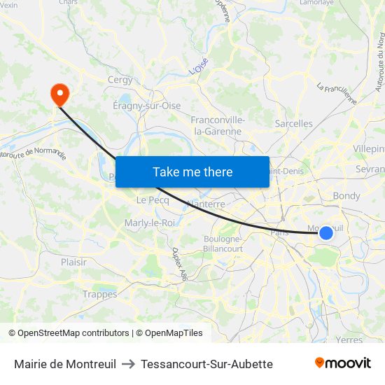 Mairie de Montreuil to Tessancourt-Sur-Aubette map