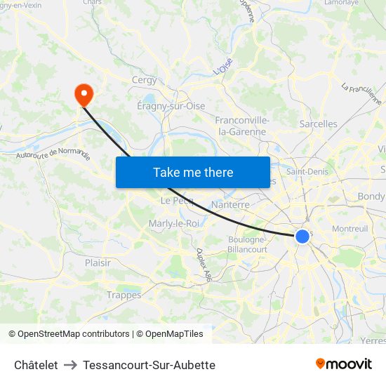 Châtelet to Tessancourt-Sur-Aubette map