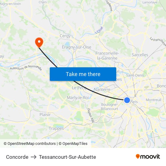 Concorde to Tessancourt-Sur-Aubette map