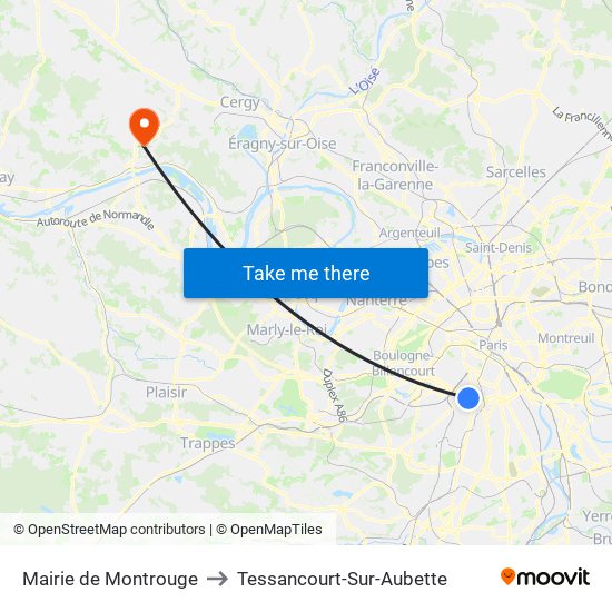 Mairie de Montrouge to Tessancourt-Sur-Aubette map