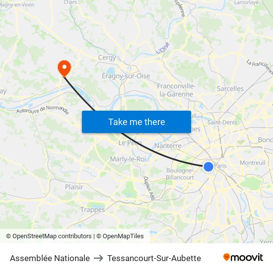 Assemblée Nationale to Tessancourt-Sur-Aubette map