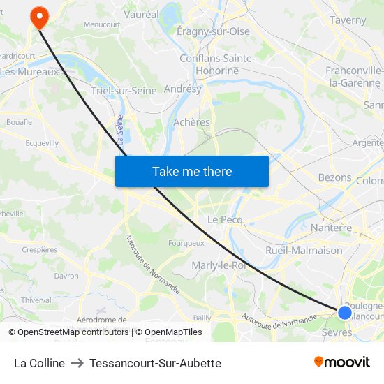 La Colline to Tessancourt-Sur-Aubette map