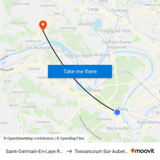 Saint-Germain-En-Laye RER to Tessancourt-Sur-Aubette map
