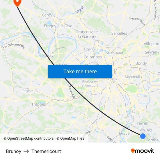 Brunoy to Themericourt map