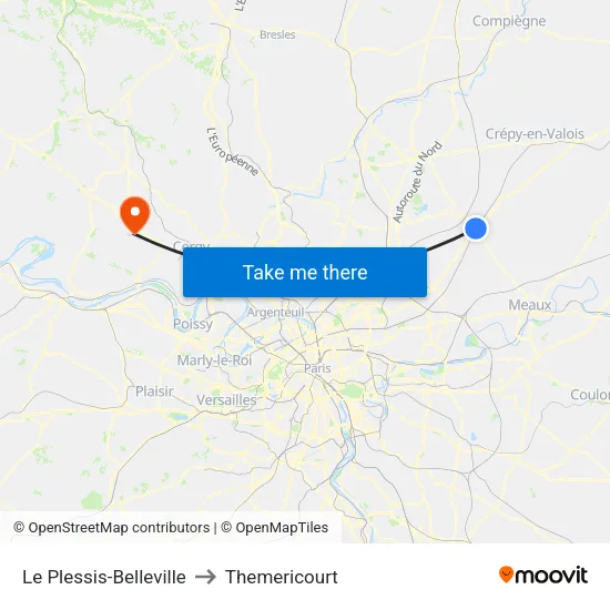 Le Plessis-Belleville to Themericourt map