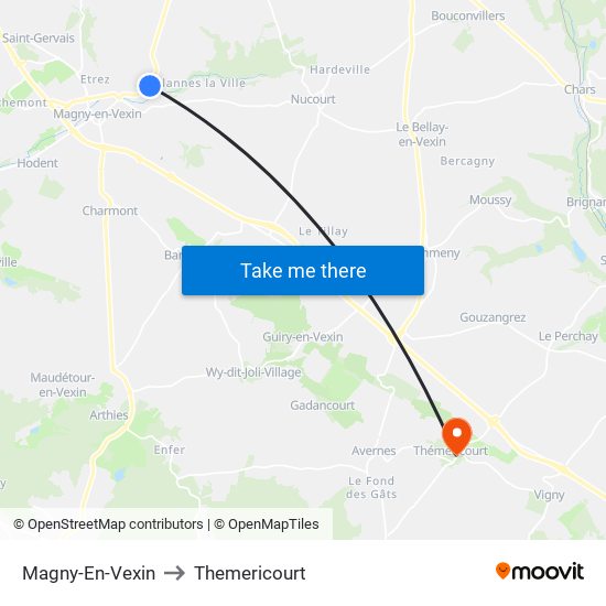 Magny-En-Vexin to Themericourt map