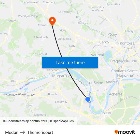 Medan to Themericourt map