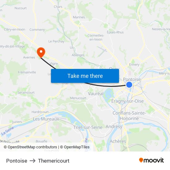 Pontoise to Themericourt map