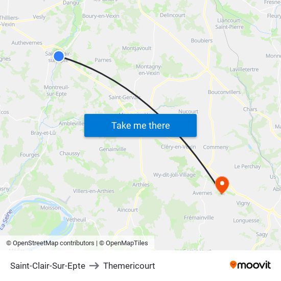 Saint-Clair-Sur-Epte to Themericourt map